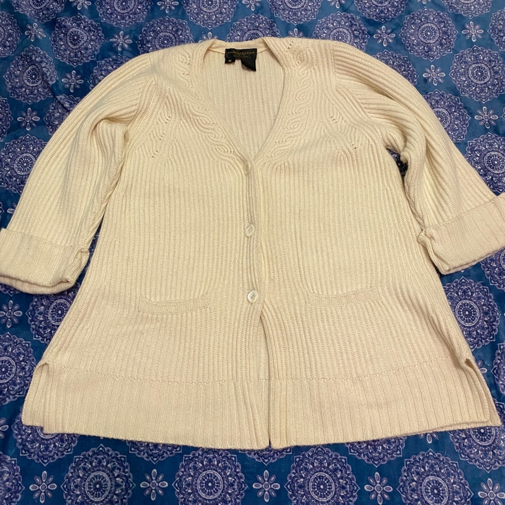 Vintage Donna Karan Multi-Ply 100% Cashmere Cardigan Sweater Oversize Medium